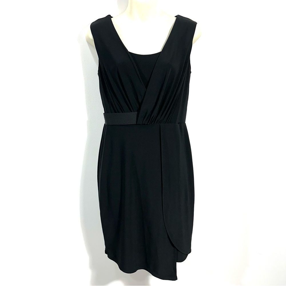 White House Black Market Black Sleeveless Dress Rouched